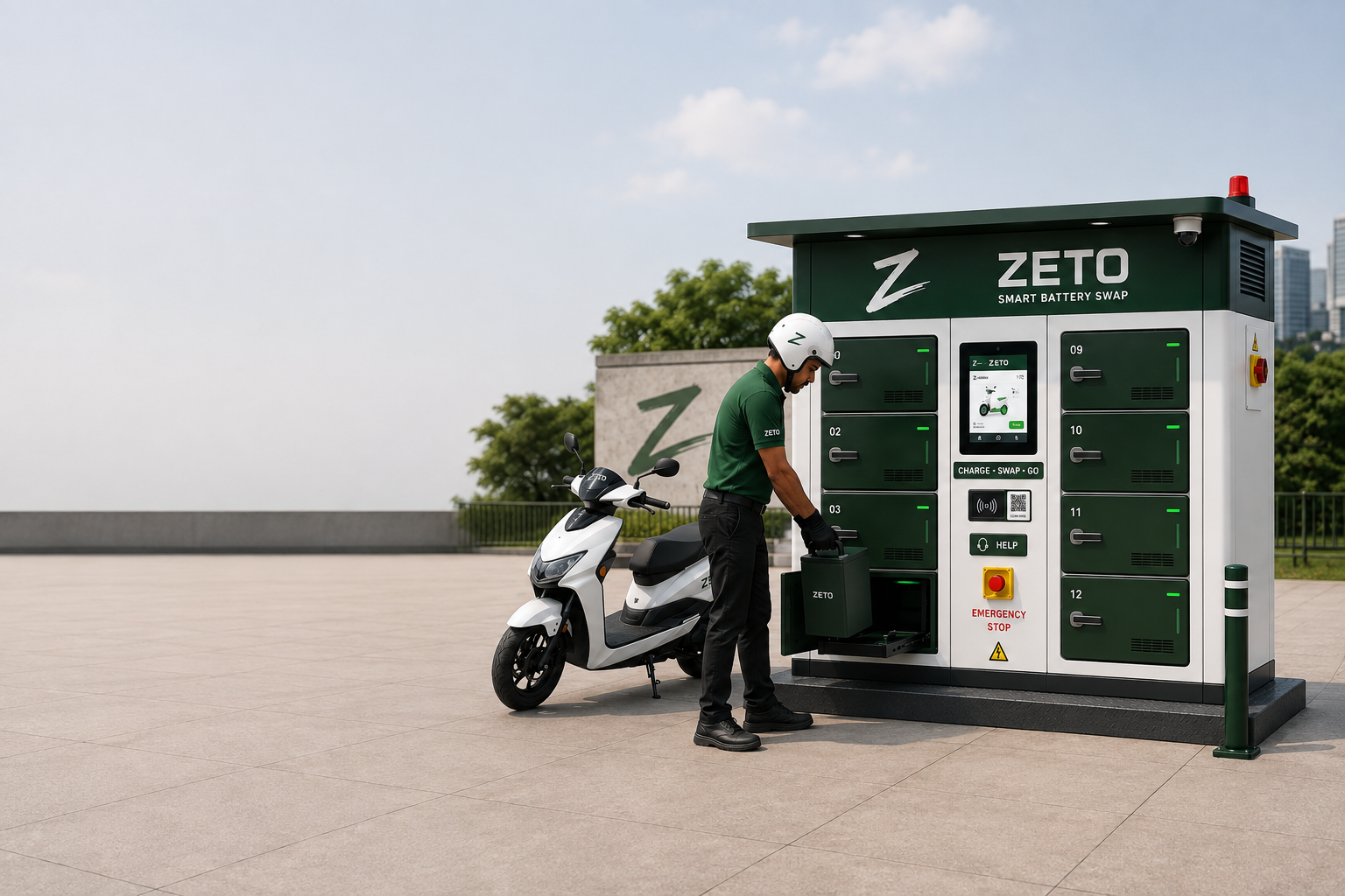 Zeto battery swapping station