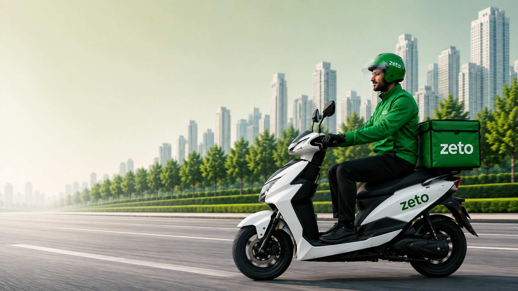 Zeto rider on an electric scooter